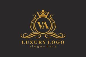 Initial va Letter Royal Luxury Logo Vorlage in Vektorgrafiken für Restaurant, Lizenzgebühren, Boutique, Café, Hotel, heraldisch, Schmuck, Mode und andere Vektorillustrationen. vektor