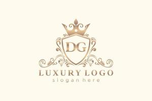 Royal Luxury Logo-Vorlage mit anfänglichem dg-Buchstaben in Vektorgrafiken für Restaurant, Lizenzgebühren, Boutique, Café, Hotel, Heraldik, Schmuck, Mode und andere Vektorillustrationen. vektor