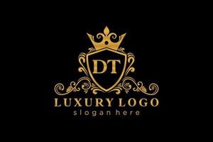 Royal Luxury Logo-Vorlage mit anfänglichem dt-Buchstaben in Vektorgrafiken für Restaurant, Lizenzgebühren, Boutique, Café, Hotel, Heraldik, Schmuck, Mode und andere Vektorillustrationen. vektor