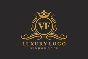 första vf brev kunglig lyx logotyp mall i vektor konst för restaurang, kungligheter, boutique, Kafé, hotell, heraldisk, Smycken, mode och Övrig vektor illustration.