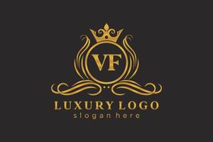 Royal Luxury Logo-Vorlage mit anfänglichem vf-Buchstaben in Vektorgrafiken für Restaurant, Lizenzgebühren, Boutique, Café, Hotel, Heraldik, Schmuck, Mode und andere Vektorillustrationen. vektor