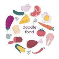 doodle mat uppsättning vektor