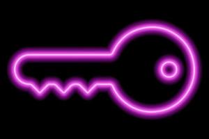 einfacher Metallschlüssel. rosa neonumriss auf schwarzem hintergrund. Illustration vektor