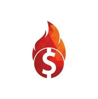 Feuergeld-Logo-Design-Vorlage. Geld-Feuer-Logo-Vorlage. vektor