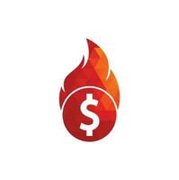 Feuergeld-Logo-Design-Vorlage. Geld-Feuer-Logo-Vorlage. vektor