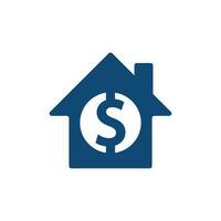Home Pay-Logo-Vorlage-Design-Vektor. kombination aus münze und immobilienlogo. Geld- und Haussymbol oder -ikone vektor