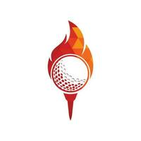 Golf-Feuer-Logo-Vorlage-Design-Vektor. Feuer- und Golfball-Logo-Design-Ikone. vektor