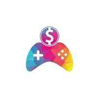 pengar spel logotyp. joystick pengar spel uppkopplad kreativ logotyp design vektor