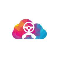 Drive-Call-Cloud-Shape-Konzept-Vektor-Logo-Design. Lenkrad und Telefonsymbol oder -symbol vektor