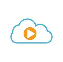 Video-Cloud-Logo-Design-Vorlage. Cloud-Play-Multimedia-Logo-Vorlage. vektor