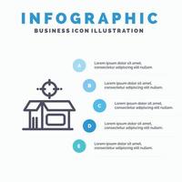 Öffnen Sie die Produktbox Öffnen Sie das Produktliniensymbol der Box mit 5 Schritten Präsentation Infografiken Hintergrund vektor