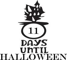 11 Tage bis Halloween, schlichtes Design in Schwarz vektor
