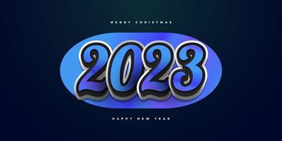 Frohes neues Jahr 2023 Banner-Design mit 3D-Zahlen im Cartoon-Stil. neujahrsdesignvorlage für dekoration, poster, cover oder karte vektor