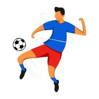 platt tecknad serie professionell fotboll spelare. vektor illustration