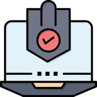 antivirus computer internet laptop geschützt schutz sicherheit flache farbe symbol vektor symbol banner