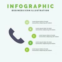 anrufen telefon telefon mobil solide symbol infografiken 5 schritte präsentation hintergrund vektor