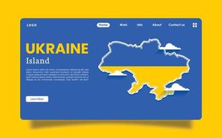 landning sida - ukraina ö eller Land Karta, vektor gräns detaljerad illustration med en söt tema för ungar. ukraina är ett av de länder i Europa.