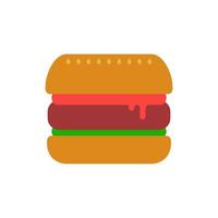 vektorillustration des burgers im flachen stil auf lokalisiertem hintergrund vektor