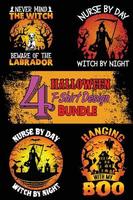 Halloween-T-Shirt-Designpaket. Halloween-T-Shirt-Designpaket, einfach zu bedrucken, universell für Männer, Frauen und Kinder vektor