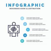 röntgenstråle patient sjukhus radiologi linje ikon med 5 steg presentation infographics bakgrund vektor