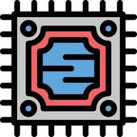 cpu mikrochip prozessor flache farbe symbol vektor symbol banner vorlage