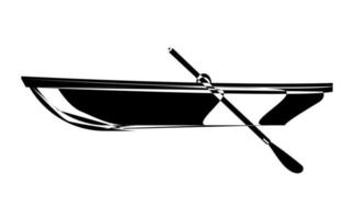 trä- båt ikon. enkel svart båt silhuett. översikt vektor illustration isolerat på vit bakgrund.