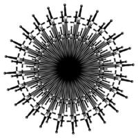 abstrakt eyeball tillverkad förbi svärd. enkel svart öga ikon. översikt vektor illustration isolerat på vit bakgrund.