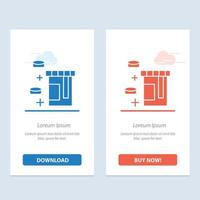 tablet flasche gesundheitswesen blau und rot jetzt herunterladen und kaufen web-widget-kartenvorlage vektor
