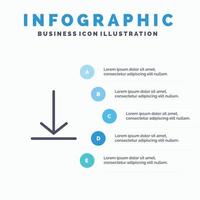 Laden Sie das Video-Twitter-Liniensymbol mit 5 Schritten Präsentation Infografiken Hintergrund herunter vektor