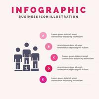 Gewinner Podest Podium Gewinner solide Symbol Infografiken 5 Schritte Präsentationshintergrund vektor