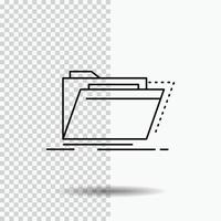 Archiv. Katalog. Verzeichnis. Dateien. Ordnerzeilensymbol auf transparentem Hintergrund. schwarze Symbolvektorillustration vektor
