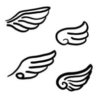 klotter skiss stil av abstrakt vingar tecknad serie hand dragen illustration för begrepp design. vektor