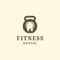 Kettlebell-Fitness-Symbol mit flachem Vektor der Zahnform-Logo-Icon-Design-Vorlage