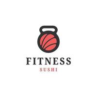 Kettlebell-Fitness-Symbol mit flacher Vektorillustration der Sushi-Form-Logo-Icon-Design-Vorlage vektor