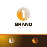 Sonne Nummer eins Logo-Design-Vorlage Vektor mit Farbharmonie-Kombination