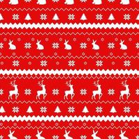 winter festlich weihnachten strickmuster wollstrick 2023. kaninchen und hirsche mit norwegischen ornamenten nahtloses muster. vektor