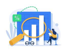 investitions- und analysegeldbargewinnmetapher, mitarbeiter oder manager, der investitionspläne erstellt vektor