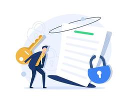 Sicherer Online-Zugriff auf vertrauliche Dokumente mit privater Sperre, Vorhängeschlosssymbol für elektronische Sicherheitsdokumente vektor
