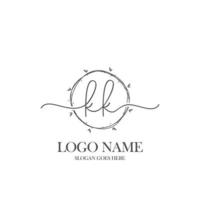 första kk skönhet monogram och elegant logotyp design, handstil logotyp av första signatur, bröllop, mode, blommig och botanisk med kreativ mall. vektor