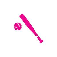 eps10 rosa vektor baseboll fladdermus och boll fast konst ikon isolerat på vit bakgrund. trä- pinne eller sporter symbol i en enkel platt trendig modern stil för din hemsida design, logotyp, och mobil app