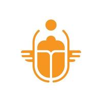 eps10 orange vektor egyptisk scarab skalbagge fast konst ikon isolerat på vit bakgrund. bevingad scarab och Sol symbol i en enkel platt trendig modern stil för din hemsida design, logotyp, och mobil app