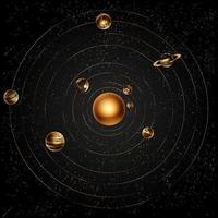 Sonnensystem. vektorrealistische Darstellung der Sonne und acht Planeten, die sie umkreisen. vektor