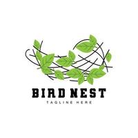 Vogelnest-Logo-Design, Vogelhaus-Vektor für Eier, Vogelbaum-Logo-Illustration vektor