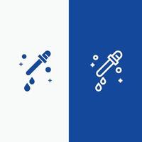 Tropfpipette Wissenschaft Linie und Glyphe festes Symbol blaues Banner Linie und Glyphe festes Symbol blaues Banner vektor