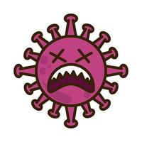 virus-emoticon, covid-19-emoji-charakterinfektion, flacher cartoon-stil des gesichts vektor