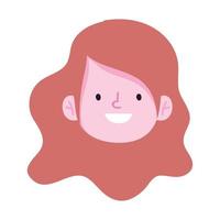 Mädchen Gesicht Charakter Cartoon isoliert Icon Design weißen Hintergrund vektor