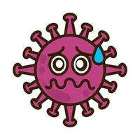 virus emoticon, covid-19 emoji charakter infektion, gesicht schwindelig flacher karikaturstil vektor