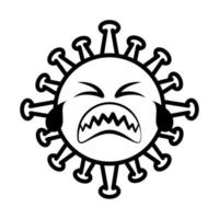 virus emoticon, covid-19 emoji charakter infektion, gesichtstränenlinie cartoon-stil vektor