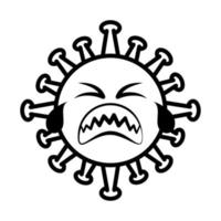 virus uttryckssymbol, covid-19 emoji karaktär infektion, ansikte tårar linje tecknad serie stil vektor