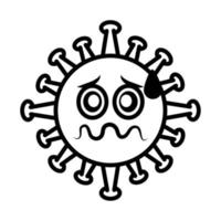 virus emoticon, covid-19 emoji charakter infektion, gesicht dizzy line cartoon stil vektor